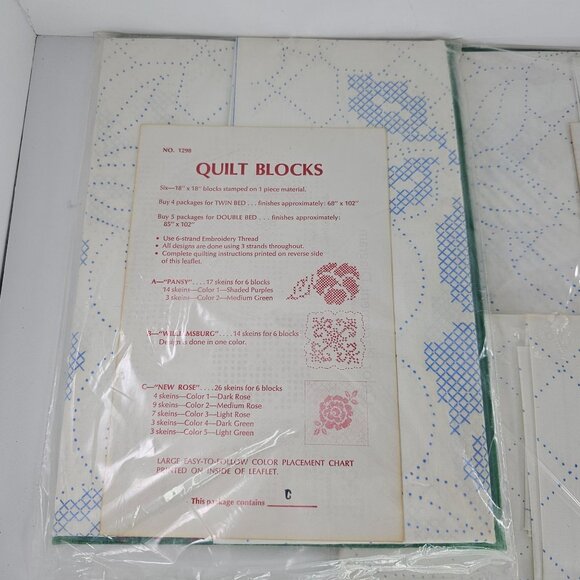 Vintage WonderArt Quilt Blocks Set of 3 18" x18" #1298 - Picture 6 of 8